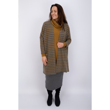 Mama B Soufle R Grigio Stripe Fleece Cardigan - Grey