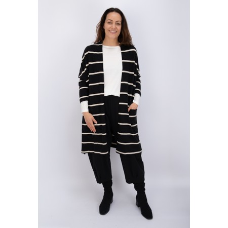 Mama B Soufle R Nero Stripe Fleece Cardigan - Black