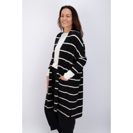 Mama B Soufle R Nero Stripe Fleece Cardigan - Black