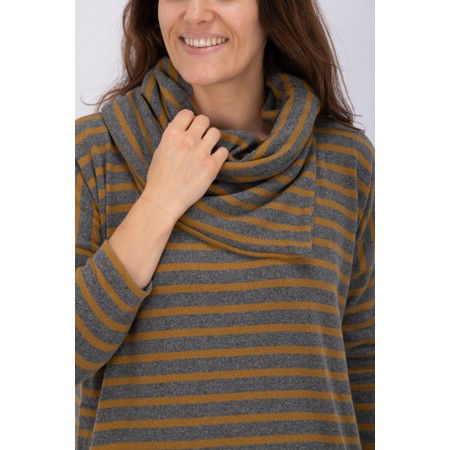 Mama B Spacco R Grigio Wide Stripe Fleece Snood - Grey