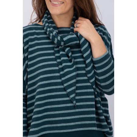 Mama B Tippy Atlantic Wide Stripe Triangle Scarf - Blue
