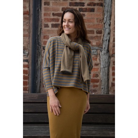 Mama B Kira Boxy Grigio Stripe Fleece Top - Grey
