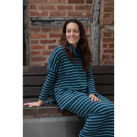Mama B Dina Split Sides Atlantic Stripe Jumper - Blue