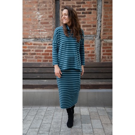 Mama B Lilla R Atlantic Stripe Fleece Skirt - Blue