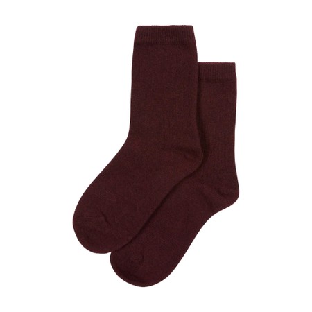 Chalk Cosy Cashmere Merlot Short Sock - Red
