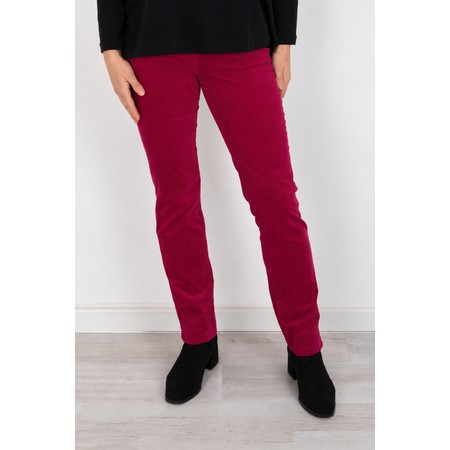 Robell Marie Dark Red Stretch Velvet Trouser - Red