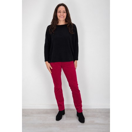 Robell Marie Dark Red Stretch Velvet Trouser - Red