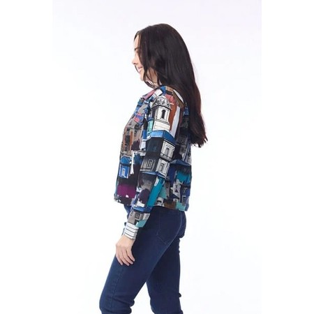 Orientique Porto Blue Cropped Biker Jacket - Blue