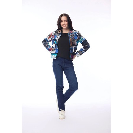 Orientique Porto Blue Cropped Biker Jacket - Blue