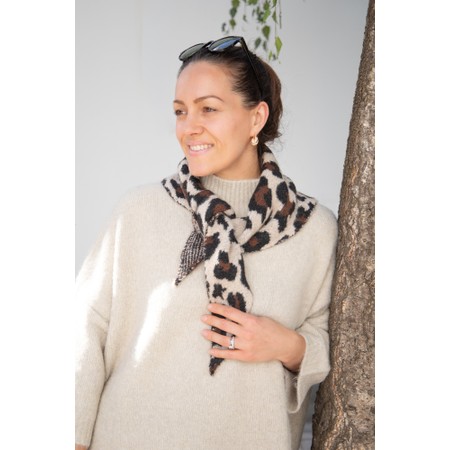 Gemini Label Accessories Triangle Cream Leopard Print Scarf - Off-White