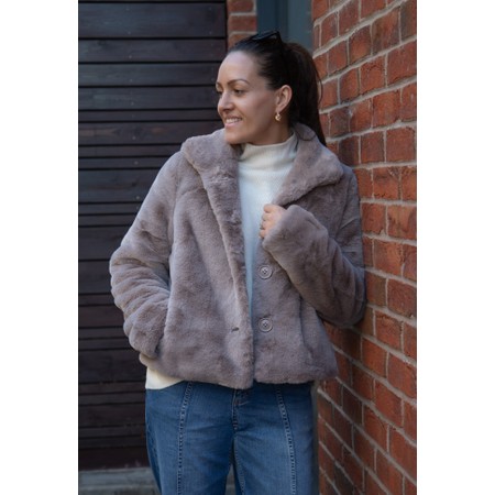 RINO AND PELLE Vie Mocha Latte Faux Fur Jacket - Beige