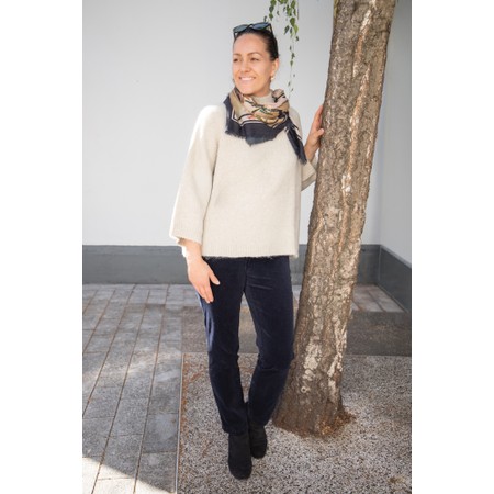 Robell Bella  Navy Needlecord Full Length Trouser - Blue