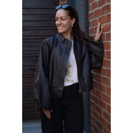 NOEN Leather Bomber Style Jacket - Brown