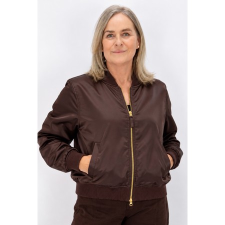 NOEN Noen Embroidered Satin Style Bomber Jacket - Brown