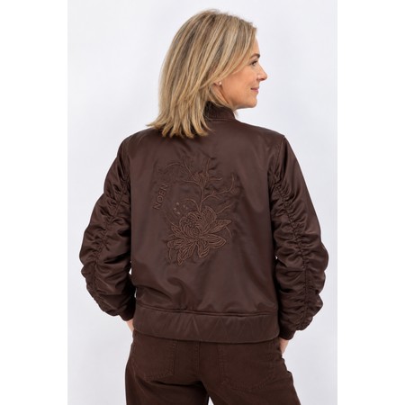 NOEN Noen Embroidered Satin Style Bomber Jacket - Brown