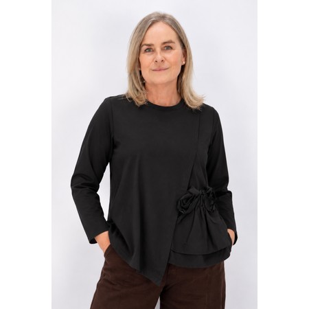 NOEN Noen Asymmetric Ruffle Detail Top - Black