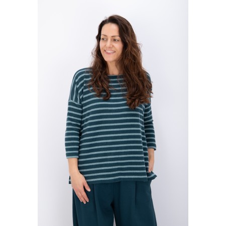 Mama B Emotiva R Relaxed Atlantic Stripe Eco Fleece Jumper - Blue