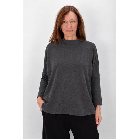 Mama B Spino U Relaxed Grigio Plain Fleece Top - Grey