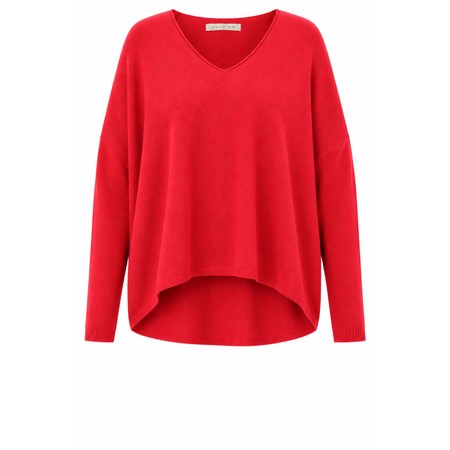 Amazing Woman Mika Coral Red Boxy Fine Knit Jumper - Red
