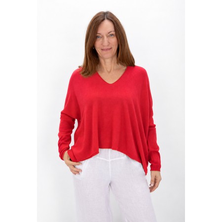 Amazing Woman Mika Coral Red Boxy Fine Knit Jumper - Red