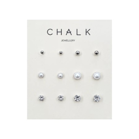Chalk Silver Multi Stud Earring Card - Metallic