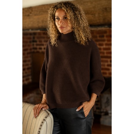 Chalk Vicki Chocolate Cotton Rib Jumper - Brown