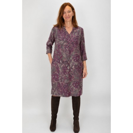 Masai Clothing Nodetta Gloxinia Print Dress - Off-White