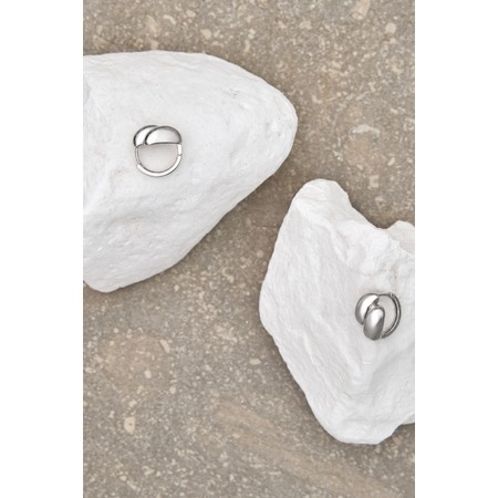 Chalk Double Silver Oval Earrings - Metallic