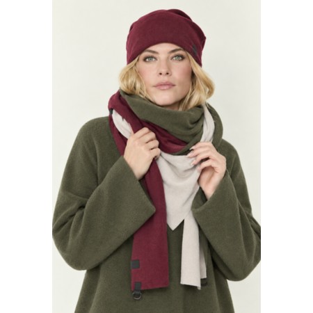 Henriette Steffensen No Waste Triangle Bordeaux  Stripe Fleece Scarf - Red