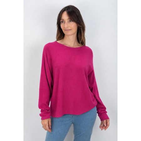 Amazing Woman Mya Fuchsia Round Neck Lightweight Supersoft Knit - Pink