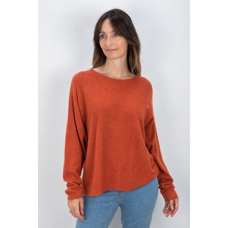 Amazing Woman Mya Burnt Orange Round Neck Lightweight Supersoft Knit - Orange