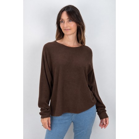 Amazing Woman Mya Espresso Round Neck Lightweight Supersoft Knit - Brown
