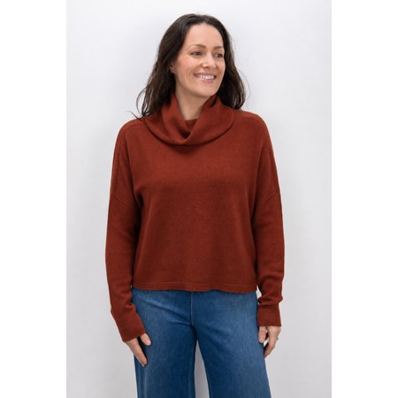 Amazing Woman Jannie Rust Supersoft Cowl Boxy Knit - Red
