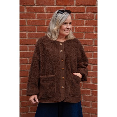Amazing Woman Teddy Dark Chocolate Oversized Borg Jacket - Brown