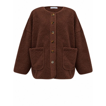 Amazing Woman Teddy Dark Chocolate Oversized Borg Jacket - Brown
