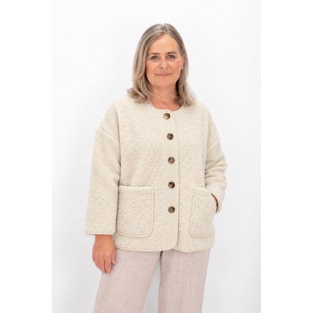 Amazing Woman Teddy Cream Boxy Borg Fleece Jacket - Off-White