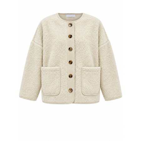Amazing Woman Teddy Cream Boxy Borg Fleece Jacket - Off-White