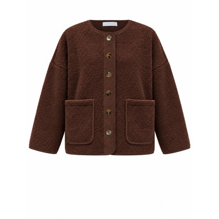 Amazing Woman Teddy Dark Chocolate Boxy Borg Fleece Jacket - Brown