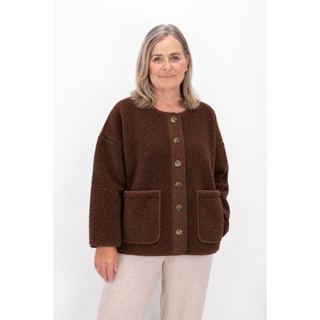 Amazing Woman Teddy Dark Chocolate Boxy Borg Fleece Jacket - Brown