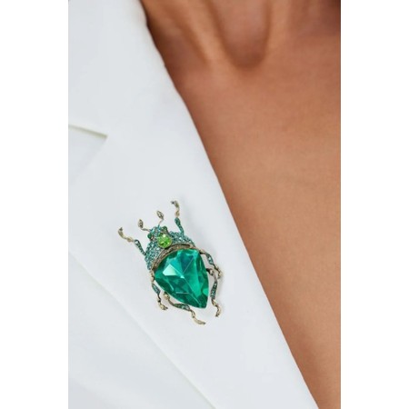 Bill Skinner Vintage Green Bug Brooch - Green