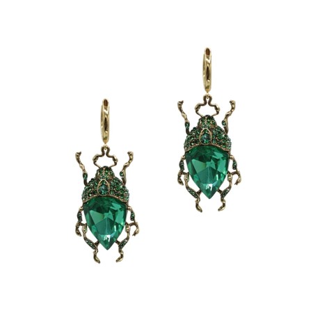 Bill Skinner Vintage Green Bug Earrings - Green