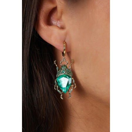 Bill Skinner Vintage Green Bug Earrings - Green
