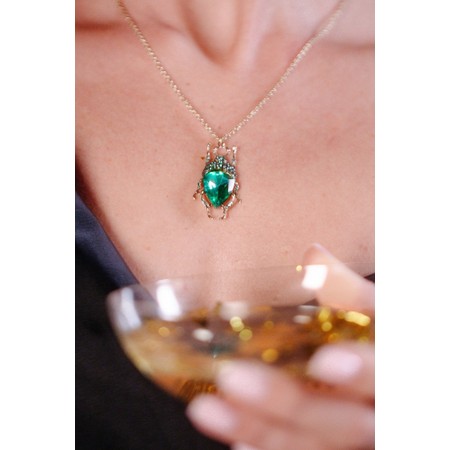Bill Skinner Vintage Green Bug Pendant Necklace - Green