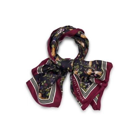 Bill Skinner Blackberry And Mouse Print Black Silk Scarf - Black