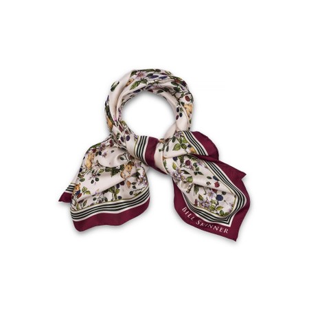Bill Skinner Blackberry And Mouse Print Ivory Silk Scarf - Off-White