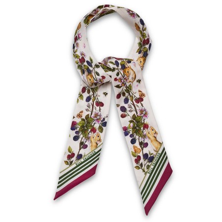 Bill Skinner Blackberry And Mouse Twilly Ivory Silk Scarf - Off-White