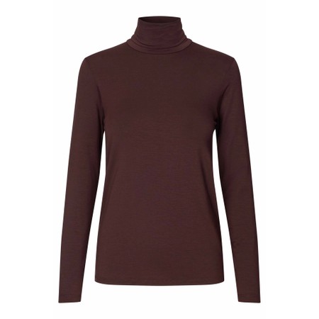 Masai Clothing Brooklyn Chocolate Plum Roll Neck Top - Brown