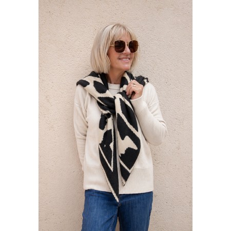Gemini Label Accessories Camo Black Fluffy Reversible Triangle Scarf - Black