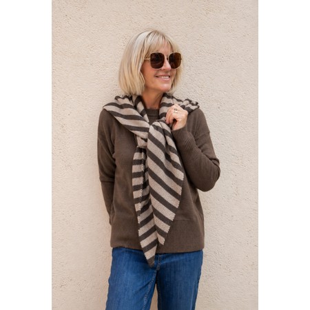 Gemini Label Accessories Large Triangle Brown And Beige Striped Bandana Scarf - Brown