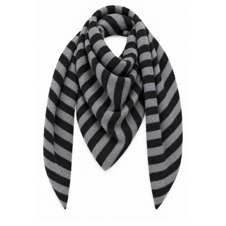 Gemini Label Accessories Large Triangle Grey And Black Striped Bandana Scarf - Black